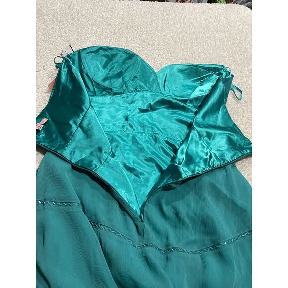 Philip Decaprio Women's Size 14 Halter Neck Tiered Dress Green Y2K - Picture 7 of 16